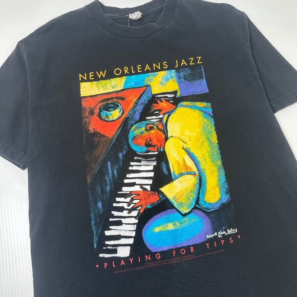 New Orleans Jazz Playing For Tips Music Tee L - Picture 2 of 5